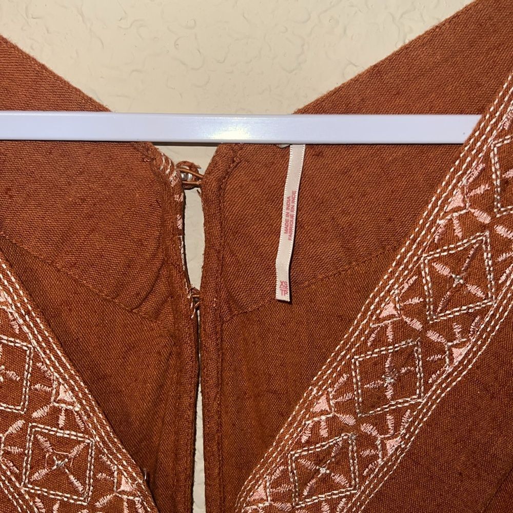 Free People Bohemian Brown Embroidered Women's Romper xs - Picture 4 of 7